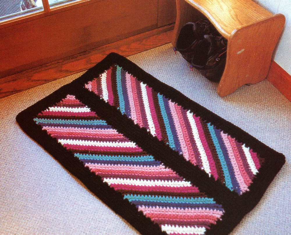 EYE-CATCHING Diagonal Stripes Rug/Decor/Crochet Pattern INSTRUCTIONS ONLY
