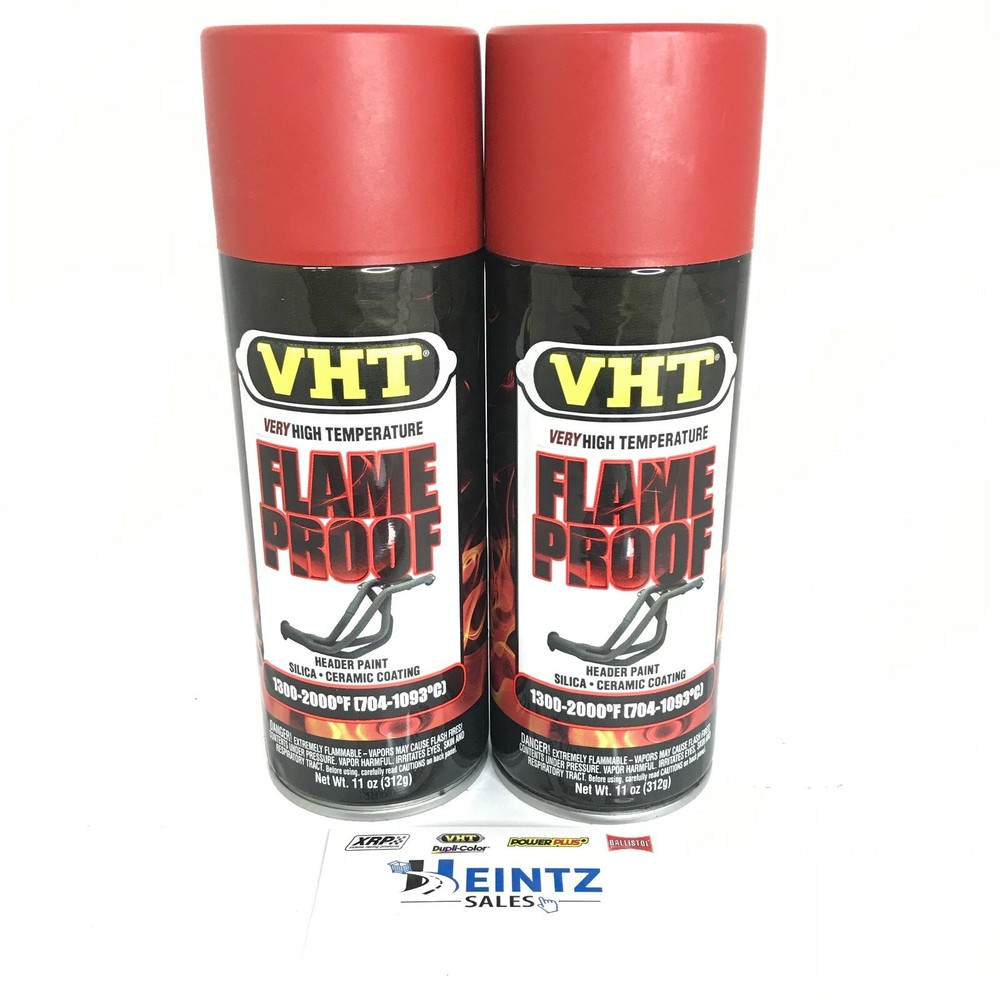 VHT SP109-2 PACK High Temperature Flame Proof FLAT RED Header Spray Paint - 11oz