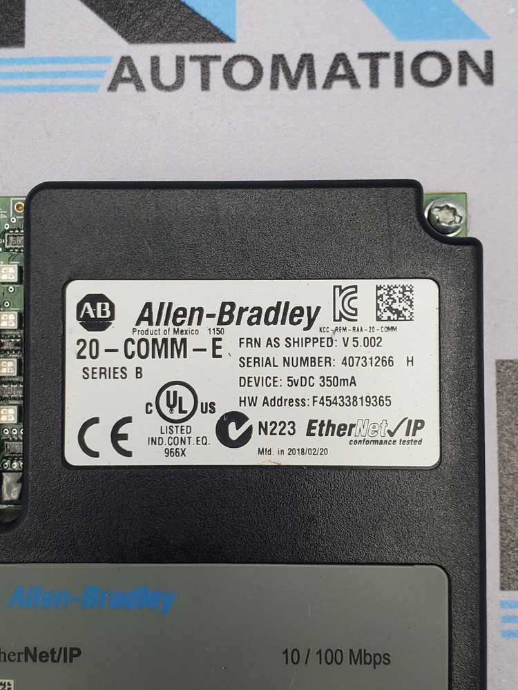 Allen Bradley 20-COMM-E Ethernet/IP Ethernet Adapter 5VDC