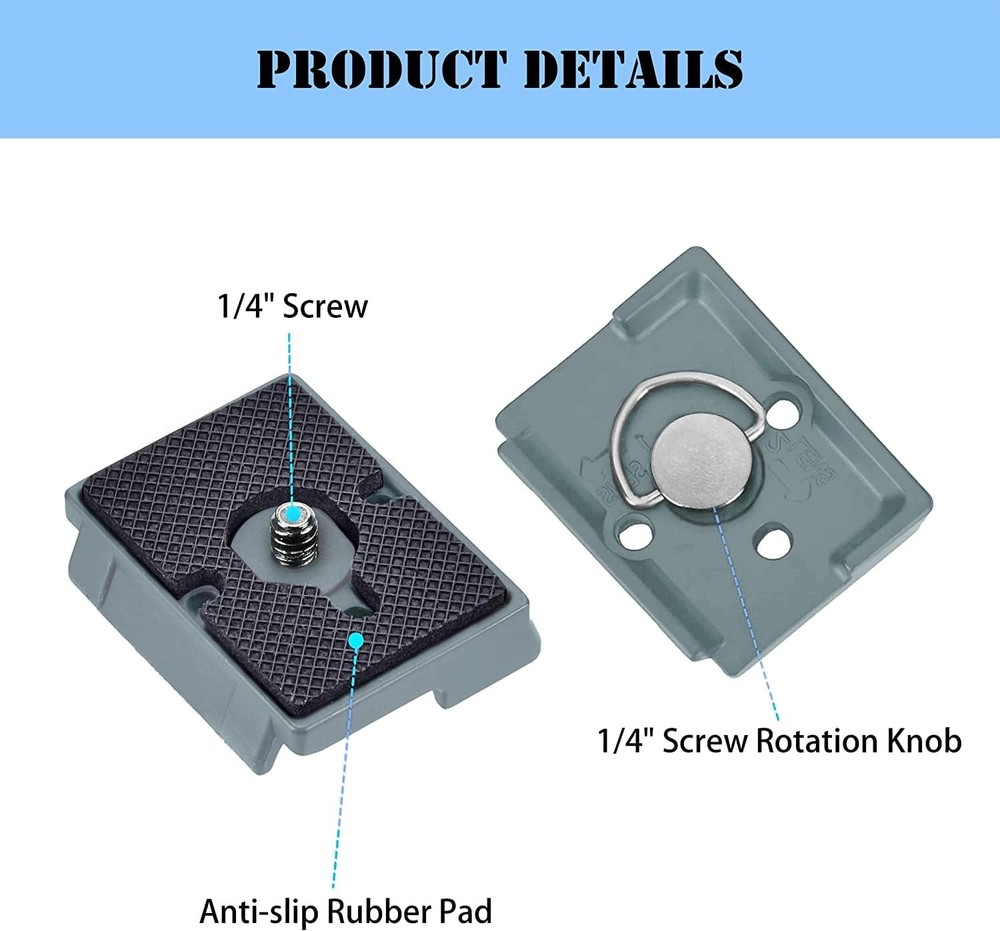 323 Quick Release Plate 1/4" Screw Tripod Camera Compatible for Grey