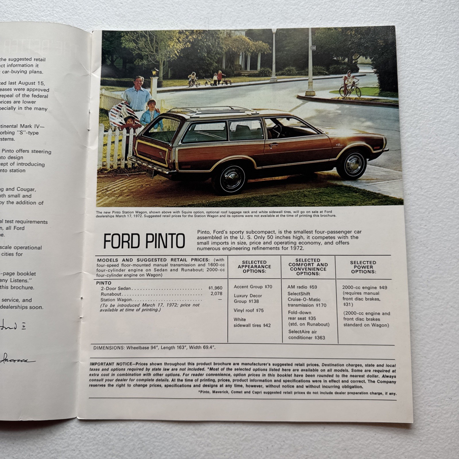 Vintage 1972 Ford Car Dealer Sales Brochure Ford Mercury, Maverick, Mustang