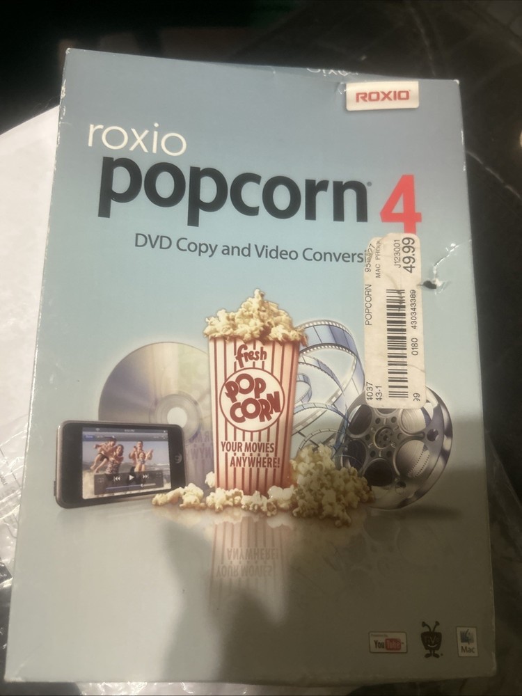 Roxio Popcorn 4 Dvd Copy / Conversion software, Mac, Sealed