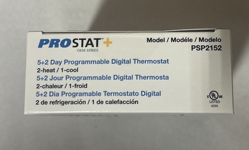 Prostat Plus Model PSP2152 Thermostat Programmable 5+2 Day Digital ($89. Retail)