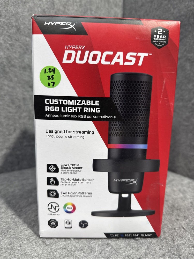 HyperX Doucast Microphone, Customizable RGB Light, PS4 & PS5 - 4P5E2AA