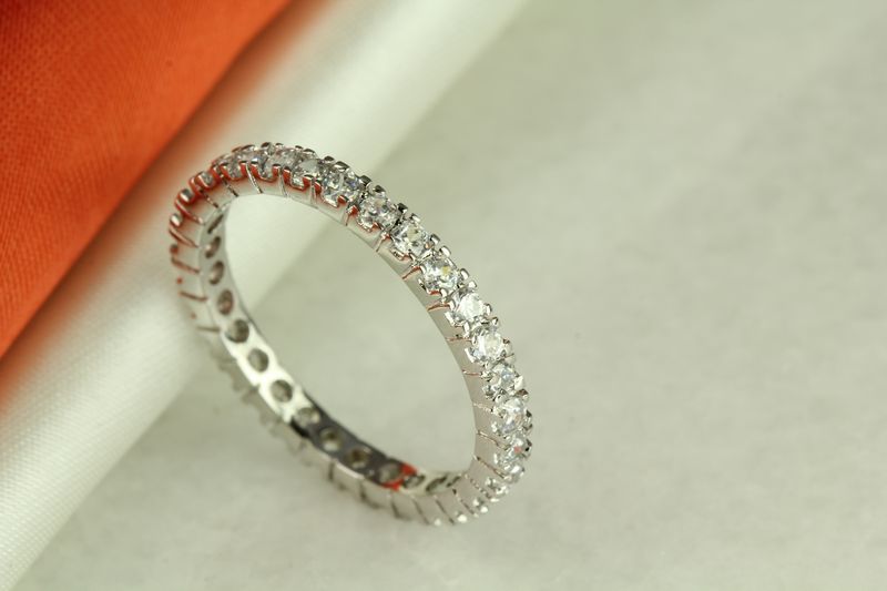1.68 CT STERLING SILVER ROUND STACKED CZ ETERNITY BAND RING SZ 5-10 ❤thr❤ ~ET4~
