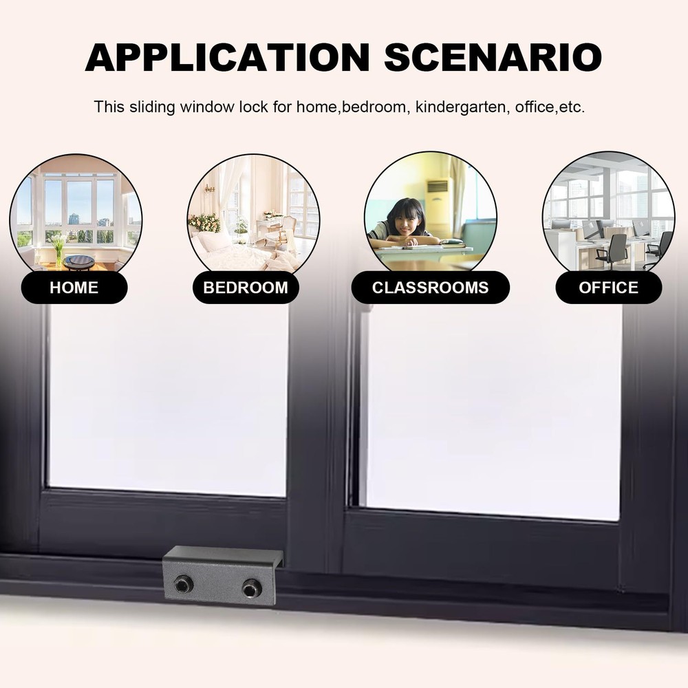 6 Pcs Window Locks Window Stoppers Sliding Window Locks with Key Vertical & H...