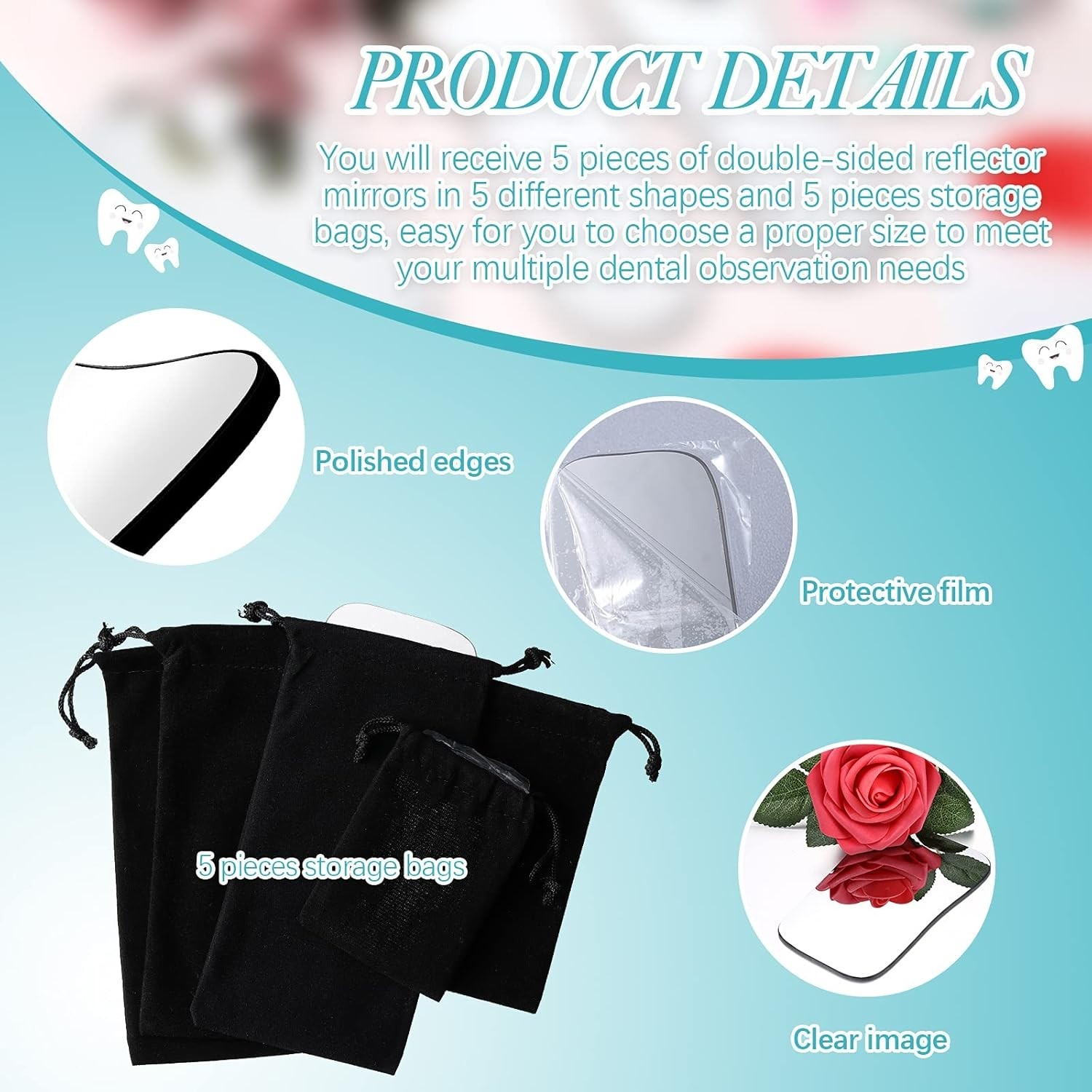 5 espejos dentales intraorales de vidrio para fotografia dental clinica