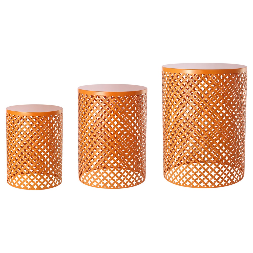 3 Pcs Outdoor Side Table Metal Frame Accent Table Modern End Table (S/M/L)