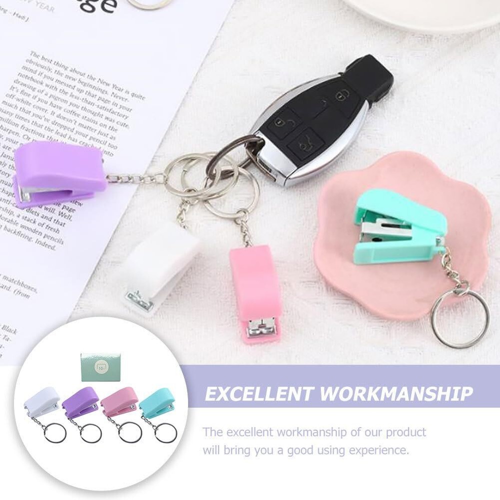 Heavy Duty Keychain 5 Pieces Mini Stapler Tiny Office Stapler Small Keychain ...