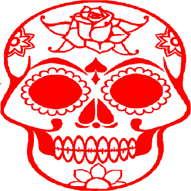 30 Custom Red Ornate Skull Personalized Address Labels