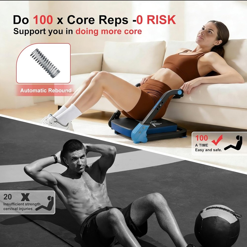 Adjustable Ab Trainer Ab Machine Sit Up Exercise Equipment & Core Machine blue