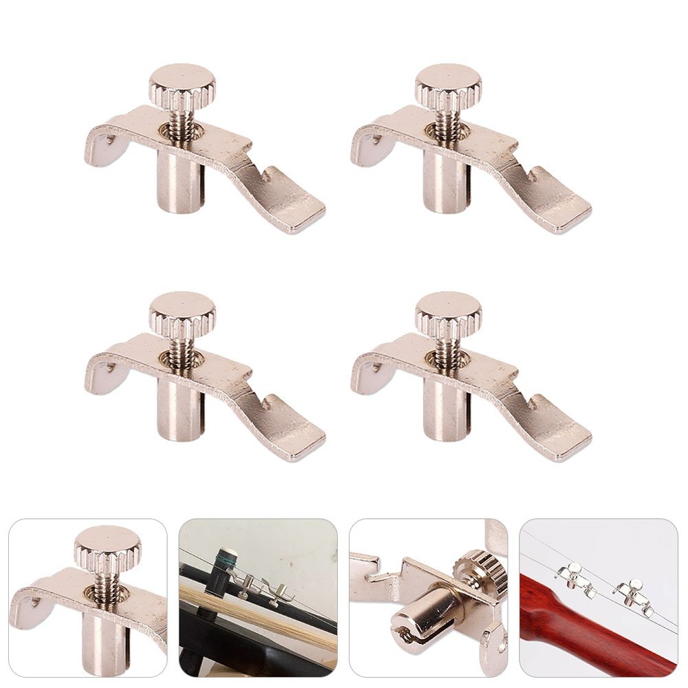 4pcs Professional Erhu String Adjusters Durable Erhu Adjustment Tools (Silver)