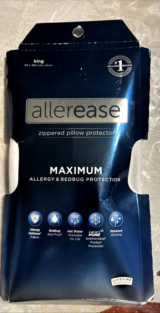 AllerEase King Size Maximum Allergy Bedbug Protection Zippered Pillow Protector