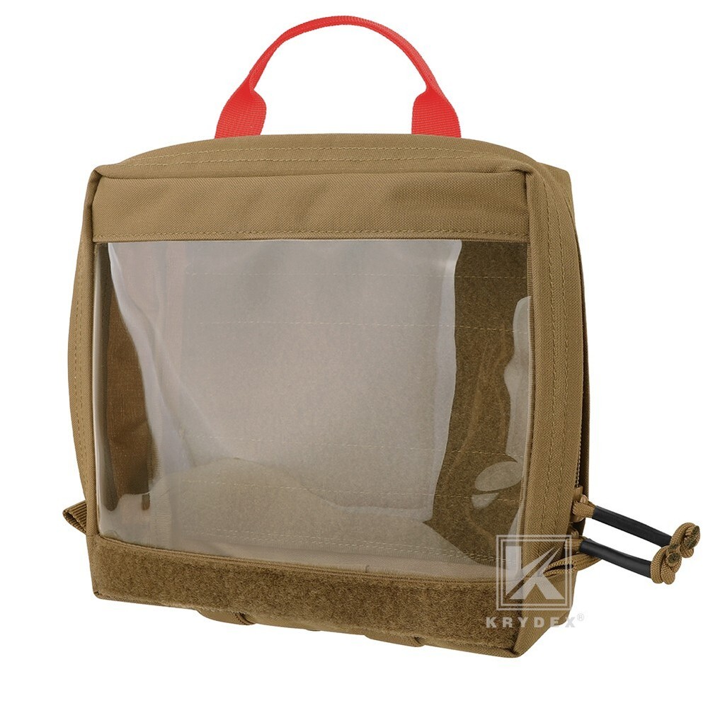 KRYDEX Clear Top Insert Pouch Bag Organizer Hook & Loop Large Coyote Brown