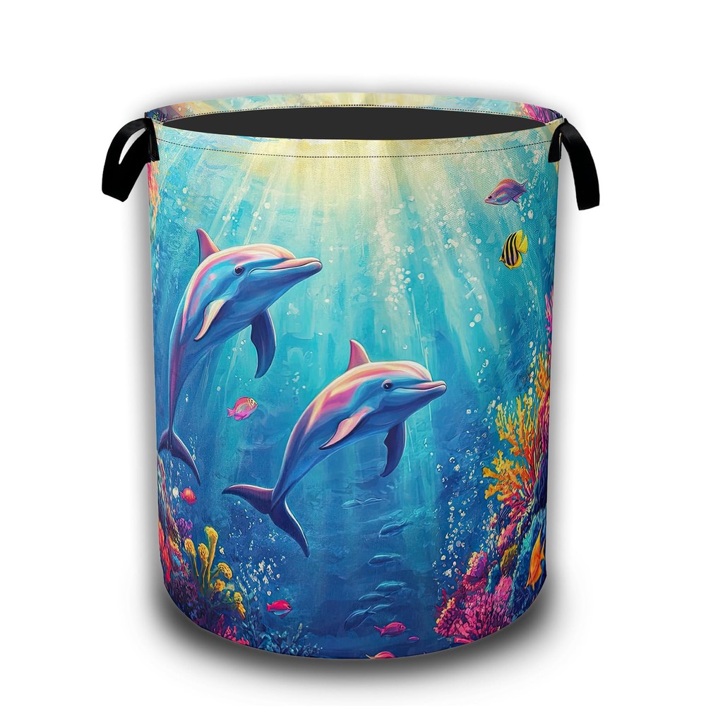 Dolphin Ocean Floating Laundry Basket,Waterproof Foldable Laundry Hamper,Dirt...