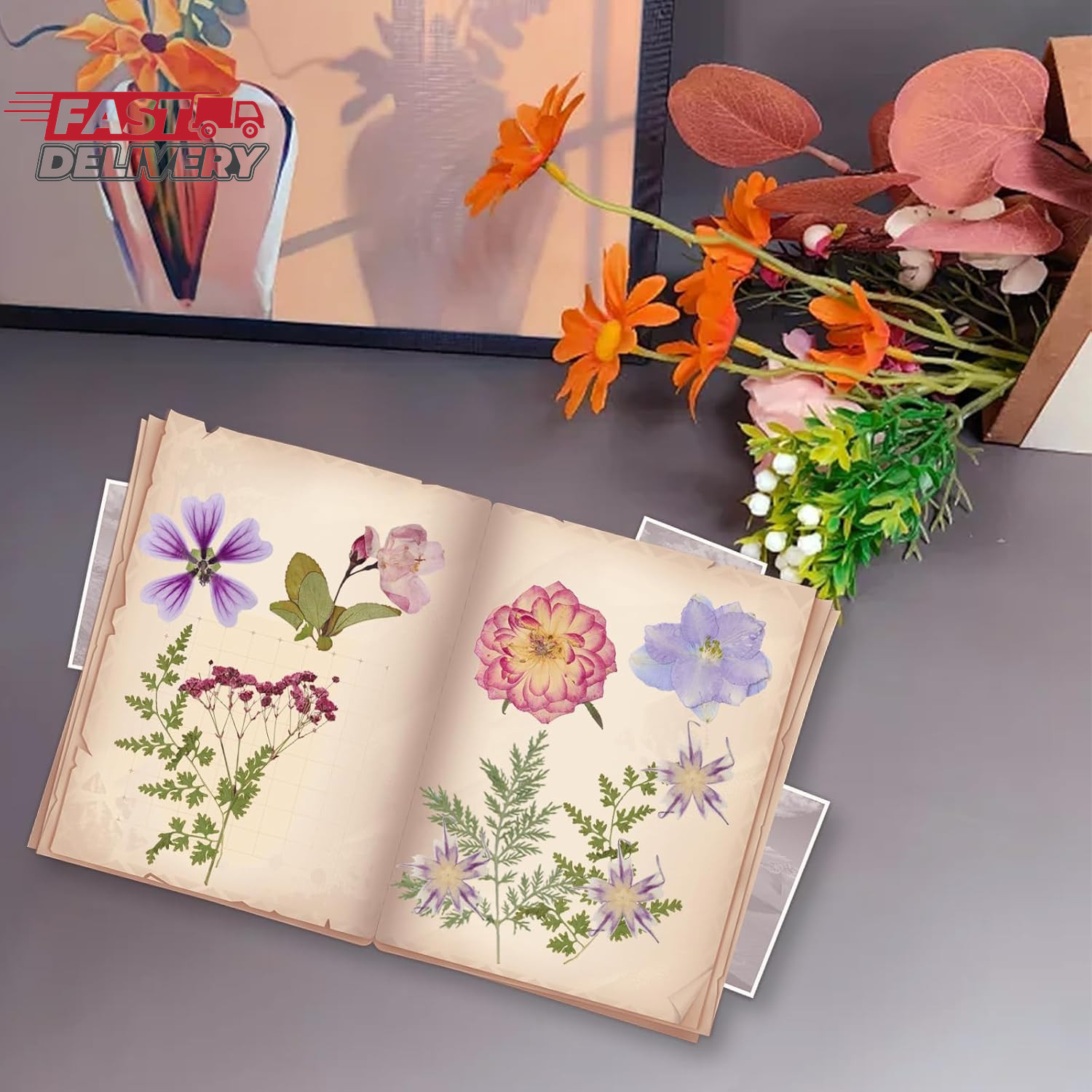 50Pcs Dried Pressed Flowers Resin Mould Real Pressed Flowers Natural Dry Leaves