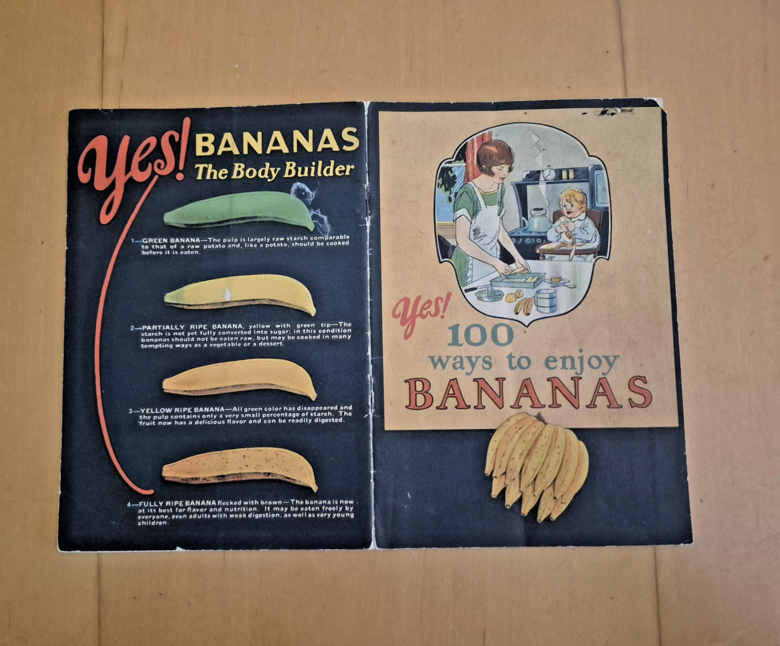 Vintage 1925 YES! 100 WAYS TO ENJOY BANANAS - Bauerlein Advertising Recipe Book