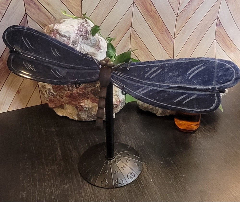 Sodalite Dragonfly Wings With Stand
