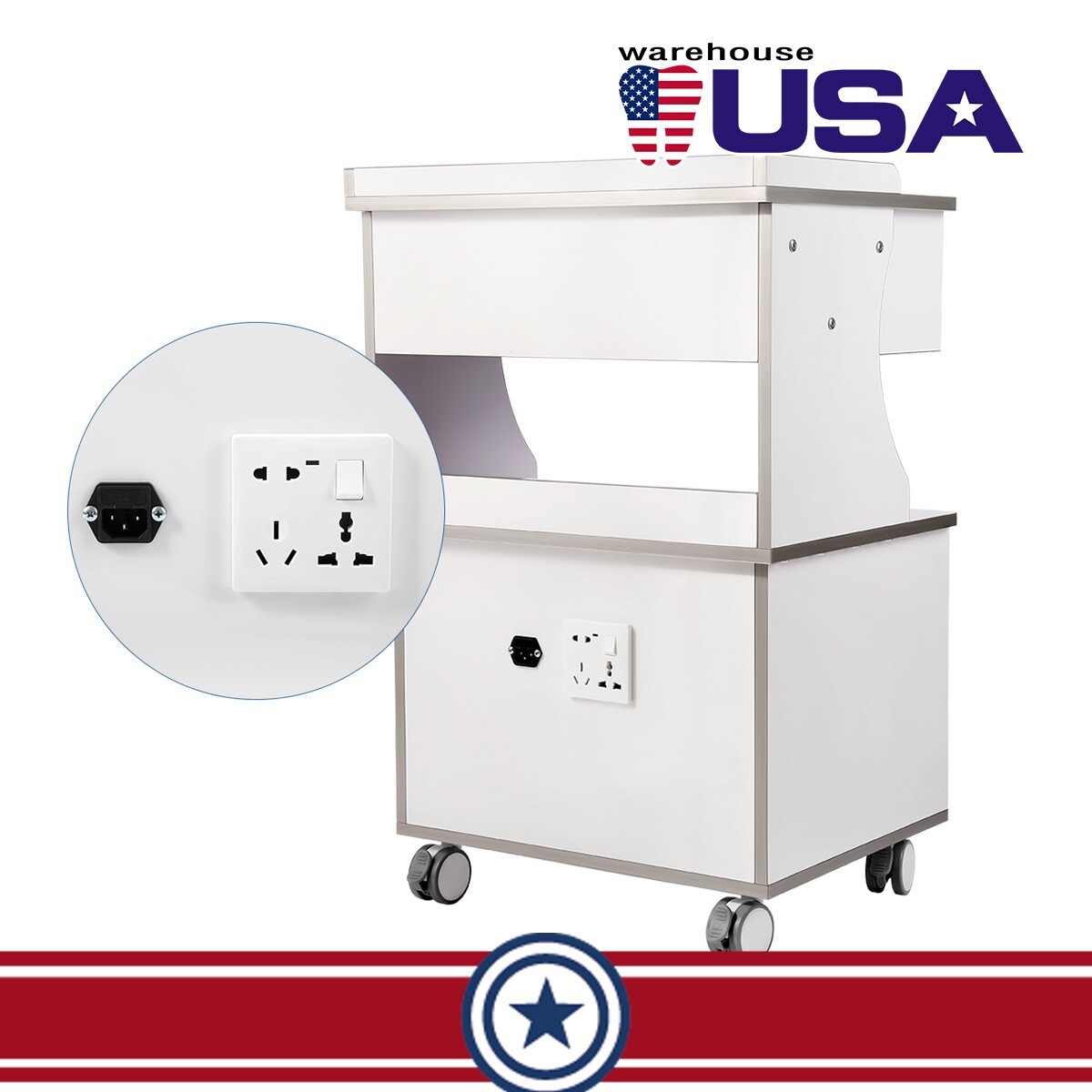 Medical Dental Mobile Cabinet Steel Material with Three Drawers instrument tray