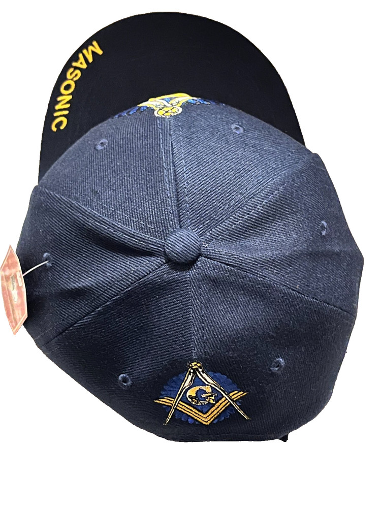 Blue Master Mason Square Compass Baseball Hat Cap Masonic Front Back NEW!