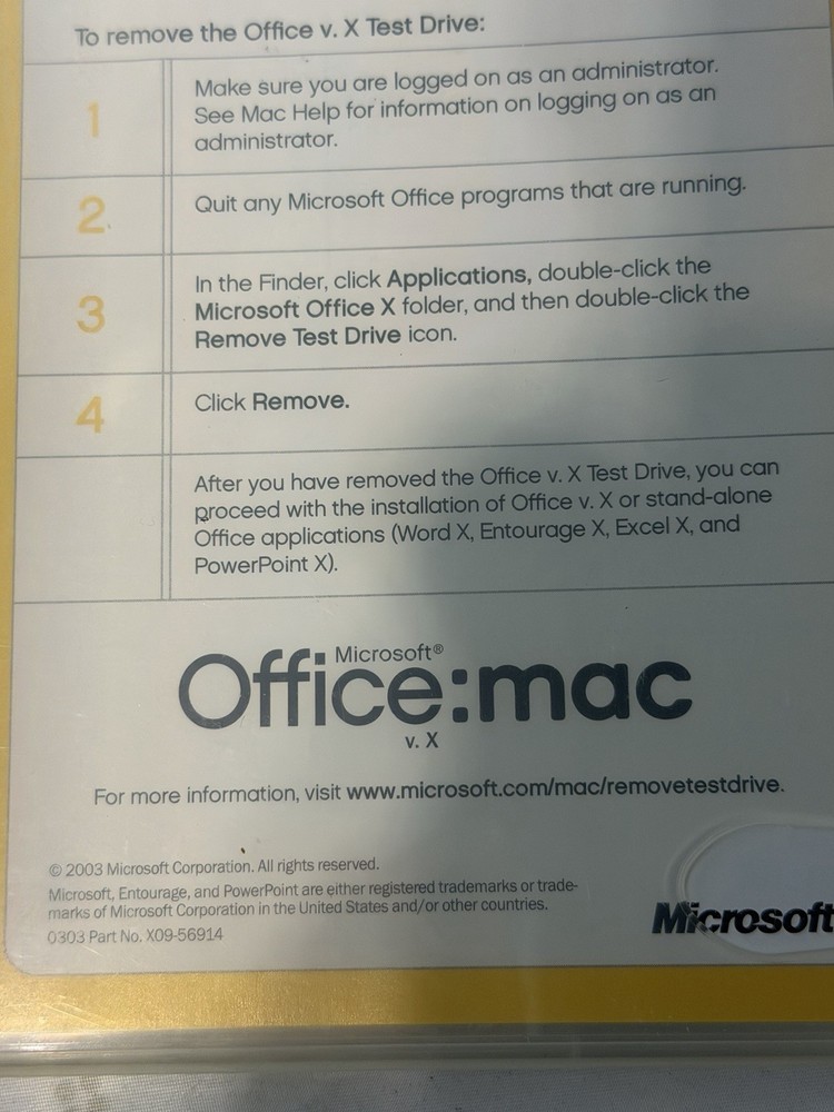 RARE Microsoft Office: Mac v. X for OS X