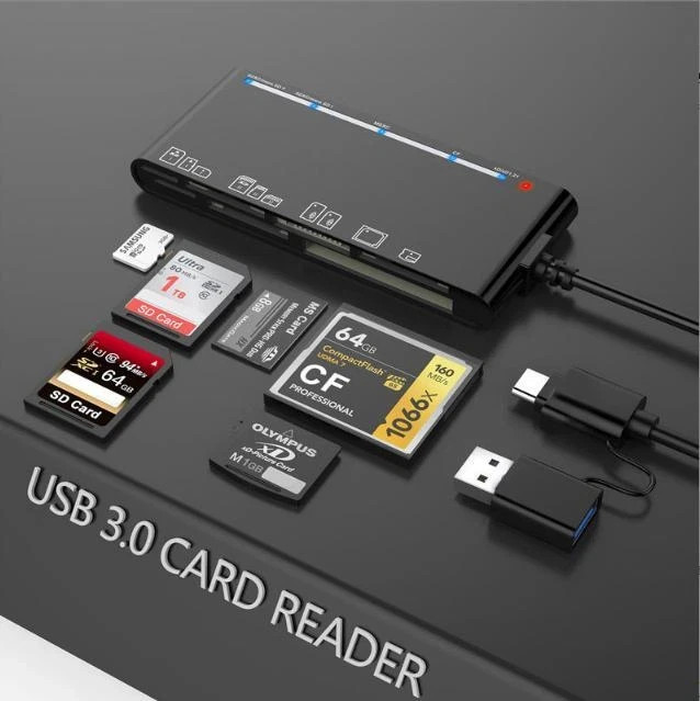 Memory Card Reader 7-IN-1 USB 3.0 High-Speed Adapter for Micro SD SDXC CF SDHC