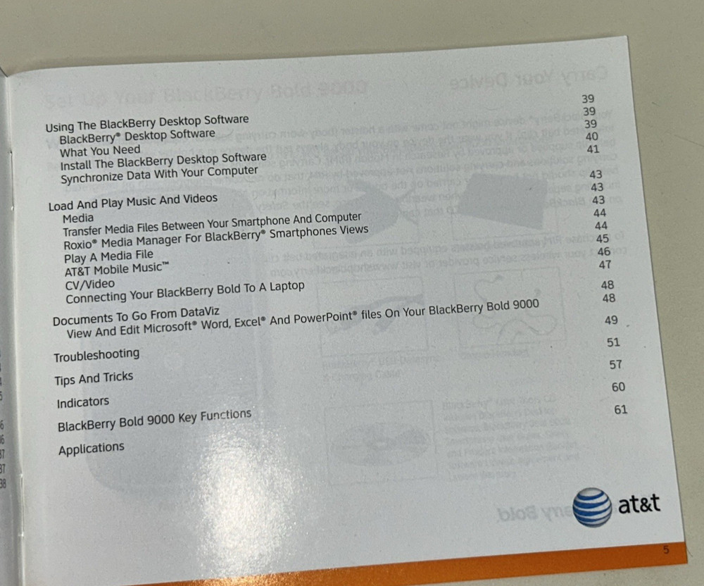 Blackberry Bold 9000 Quick Getting Started Guide Booklet Book Manual