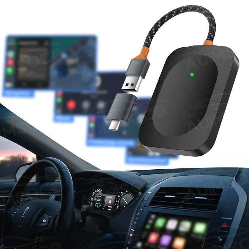 2in1 Wireless CarPlay Adapter Android Auto Car Auto Navigation Player USB Dongle