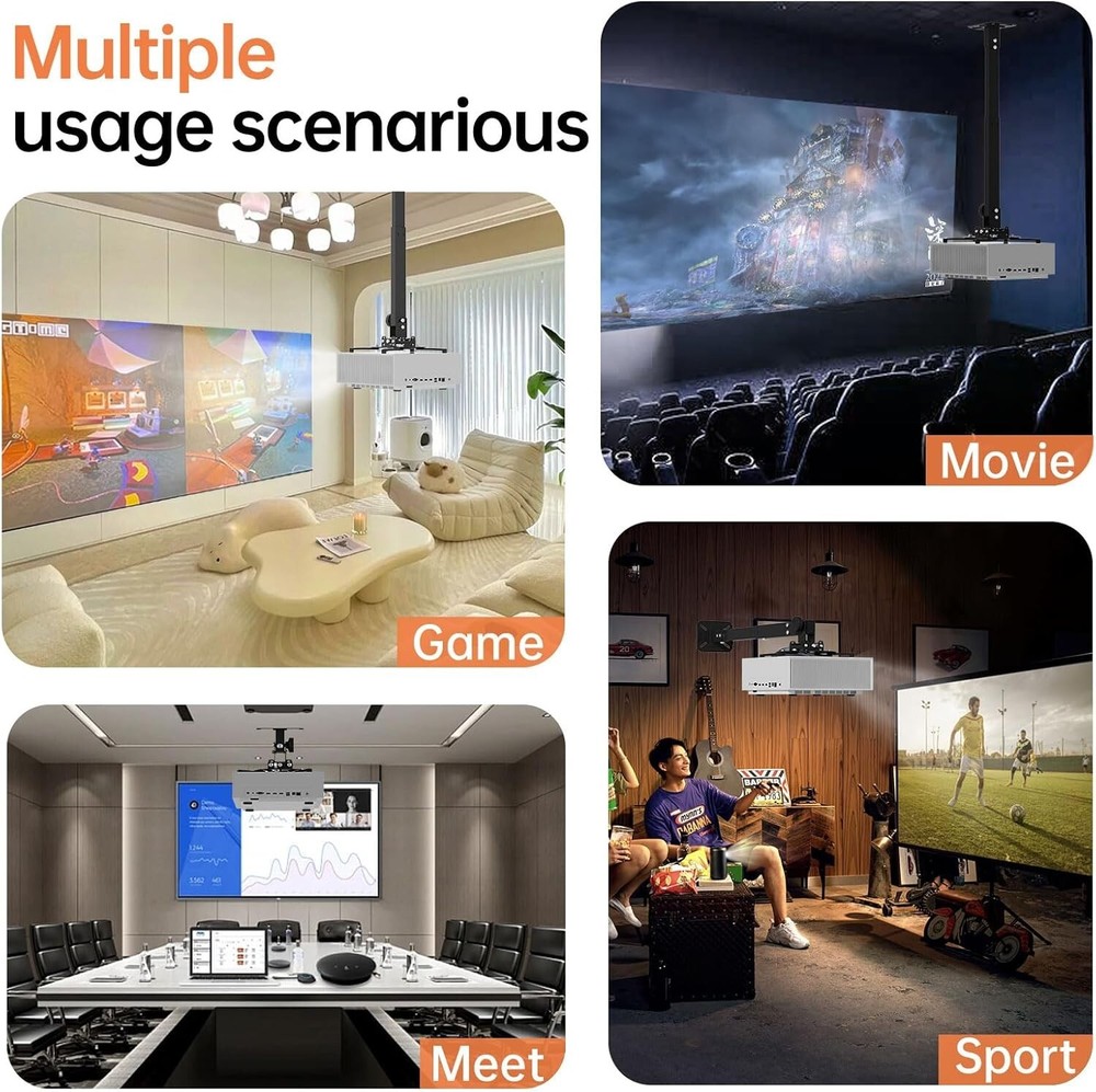 Universal Projector Ceiling Mount Wall Bracket Holder Fit Flat or Sloped Ceiling