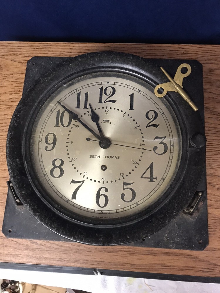 Seth Thomas Naval Type ship clock made in USA Working Condition