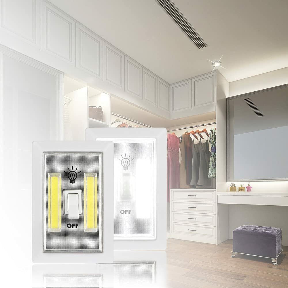 2 PACK COB LED Night Light, 200 Lumen Emergency Switch Cordless