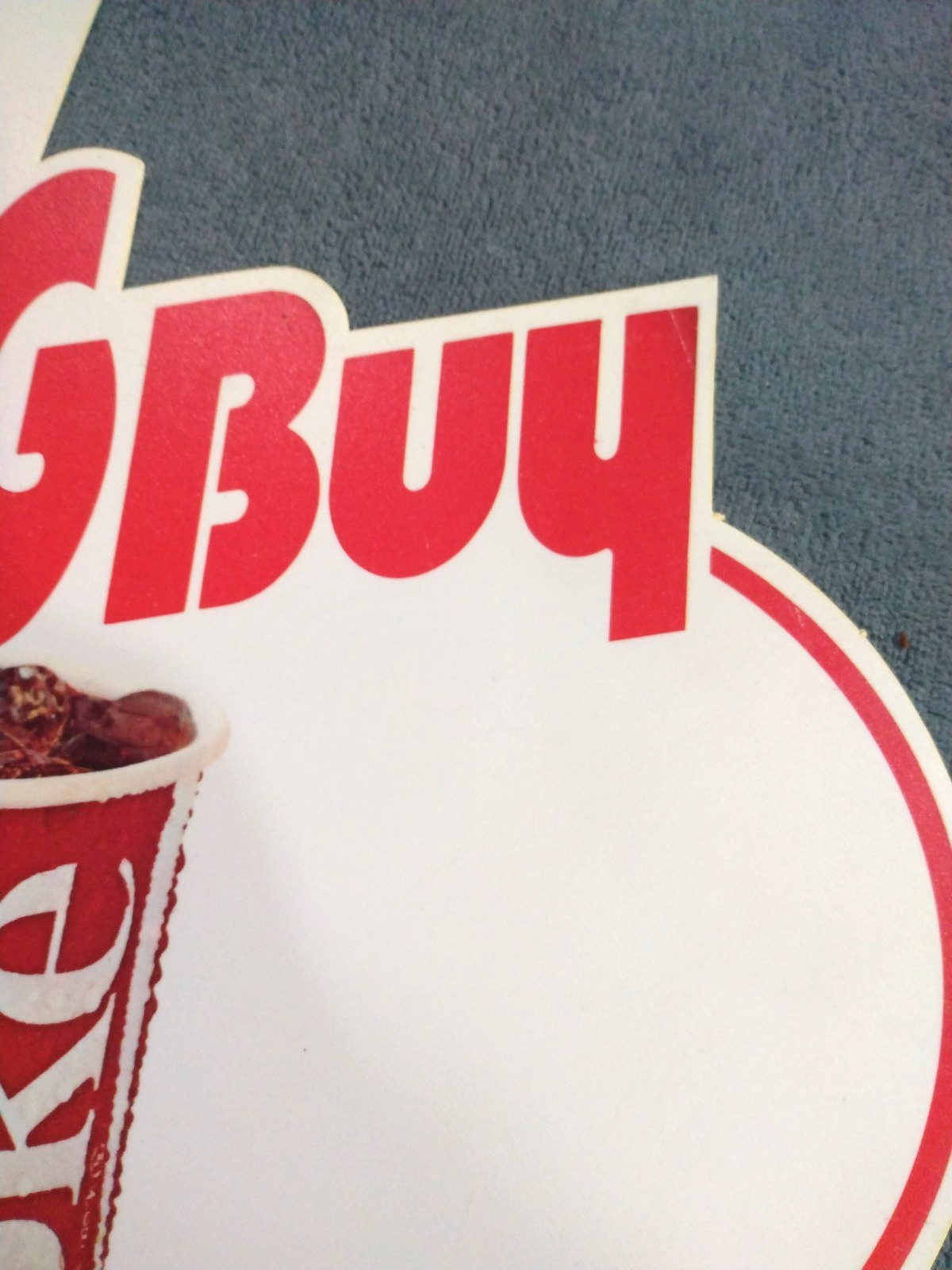 Unused plastic Coca Cola The Big Buy Dangler 24 oz. cup display