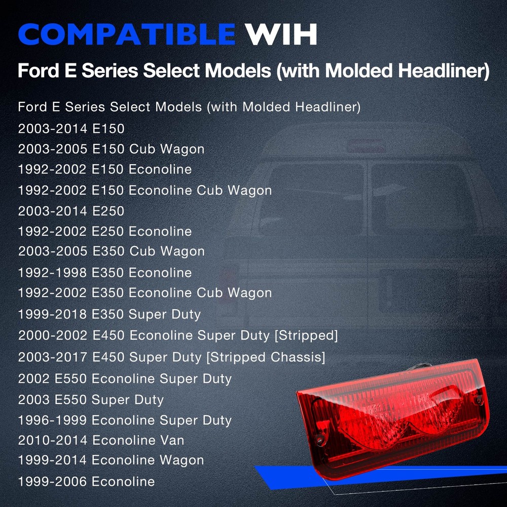 Third 3rd Brake Light Cargo Light Lamp Bar For 99-02 Ford E-150 E-250 E-350 E450