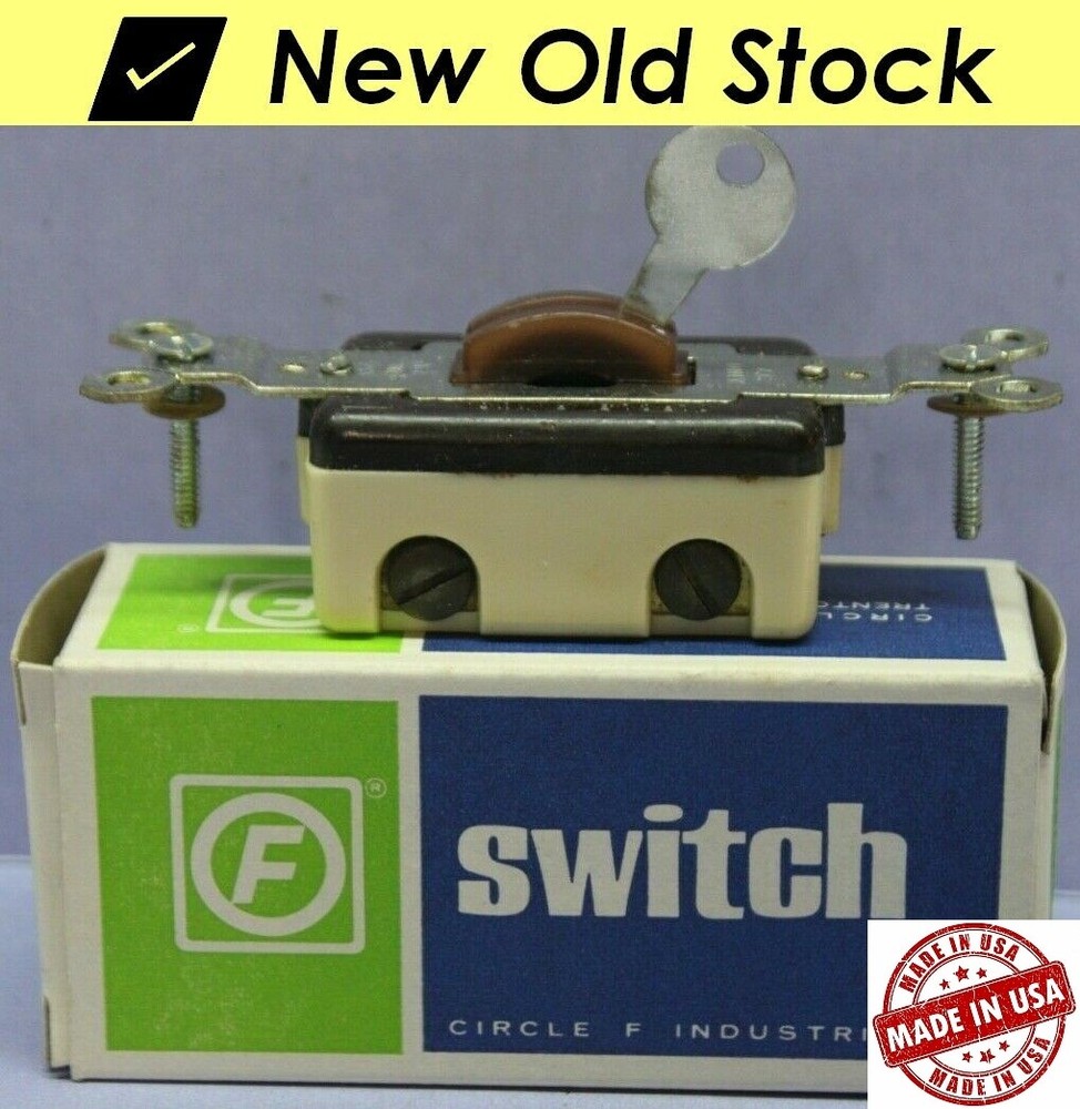 ⭐ Vintage Double-Pole Toggle Switch, Key Keyed Lock Security DPST, Circle F, USA