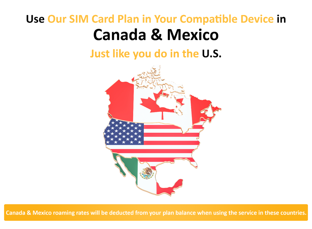 SpeedTalk 5G 4G GSM SIM Card Rollover Text Data Canada Mexico Roaming
