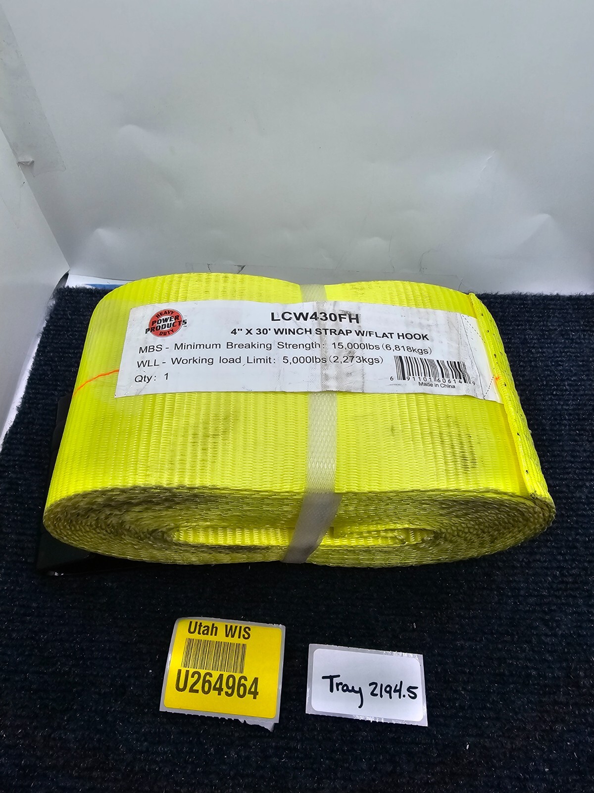 Power Products LCW430FH: 4"x 30' Winch Strap With Flat Hook 15,000lbs