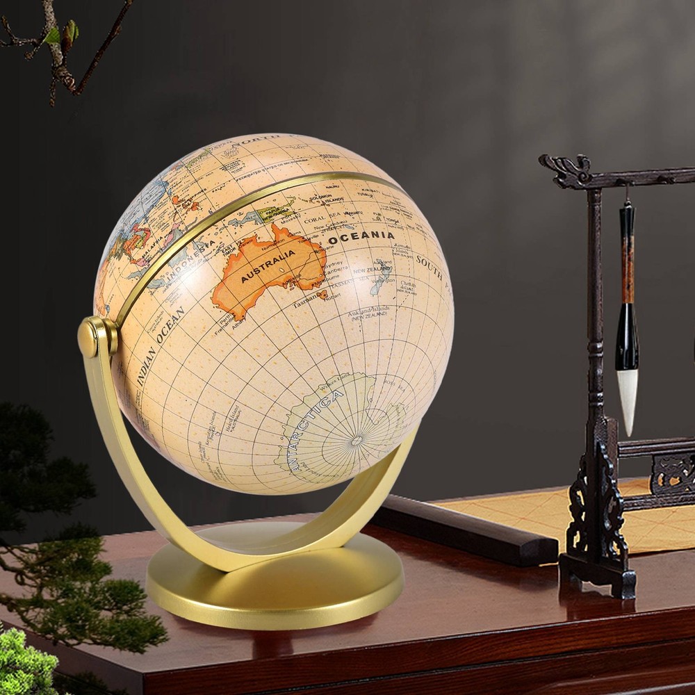 Retro Rotating World Globe Earth Antique Home Desktop Decor2799