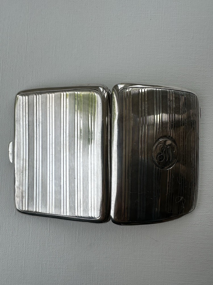 Sterling Silver Antique Engraved Design Cigarette Case, SW