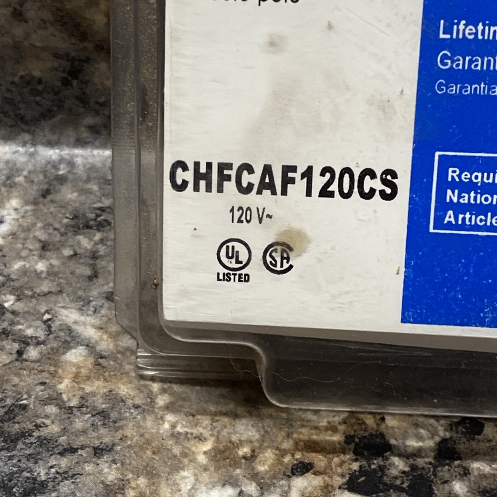 Eaton 20 amp single pole combination arc fault circiut breaker CHCAF120CS NOS