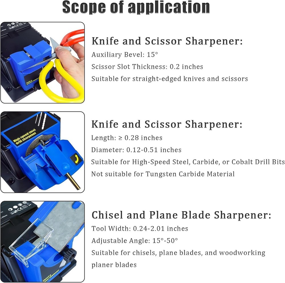 Electric Drill Bit , 3-in-1 Multifunction Electric Sharpening Machine for Kni...