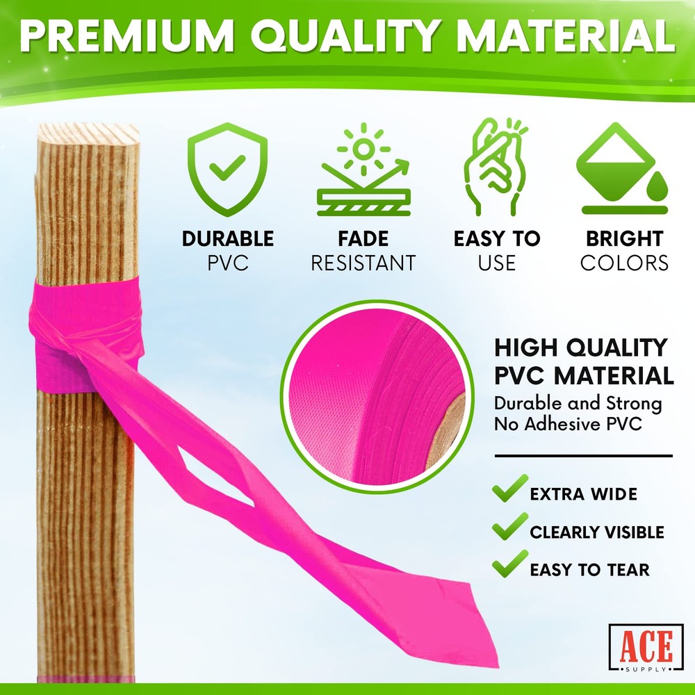ACE Supply Pink Flagging Tape 2 Pack - Non-Adhesive 2 Pack, Fluorescent