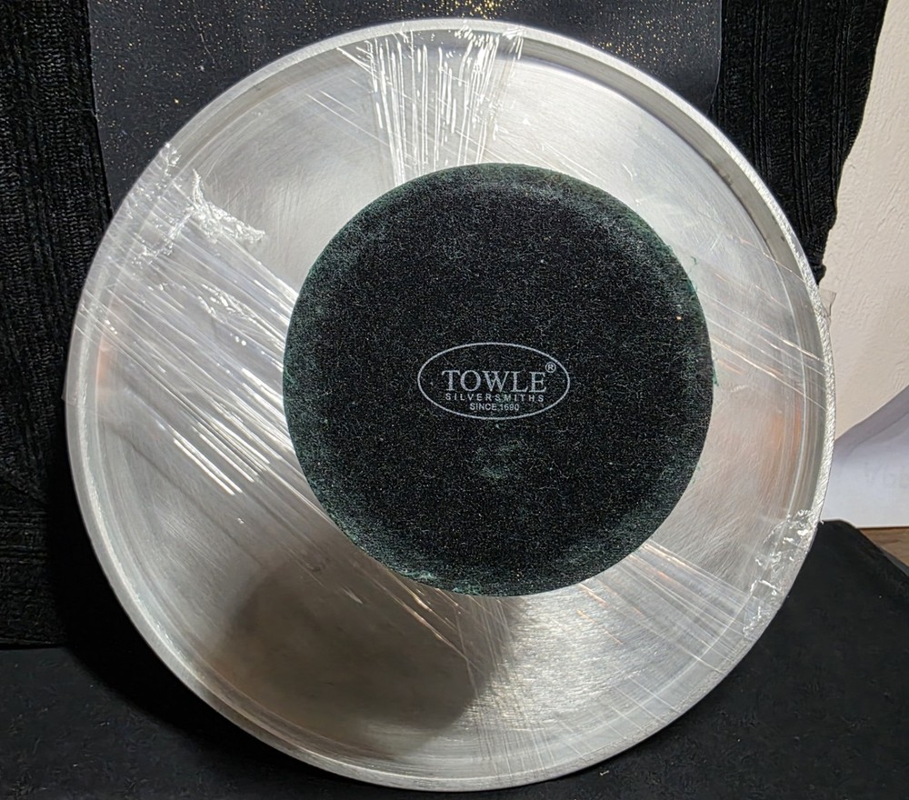 Towle Silversmiths 12" Cake Stand & Server Geometric Inlayed bone "Bay Breeze"