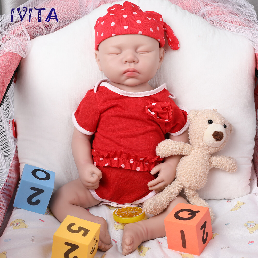 18" 3200g Handmade Sleeping Baby Newborn Girl Lifelike Silicone Reborn Doll Toys