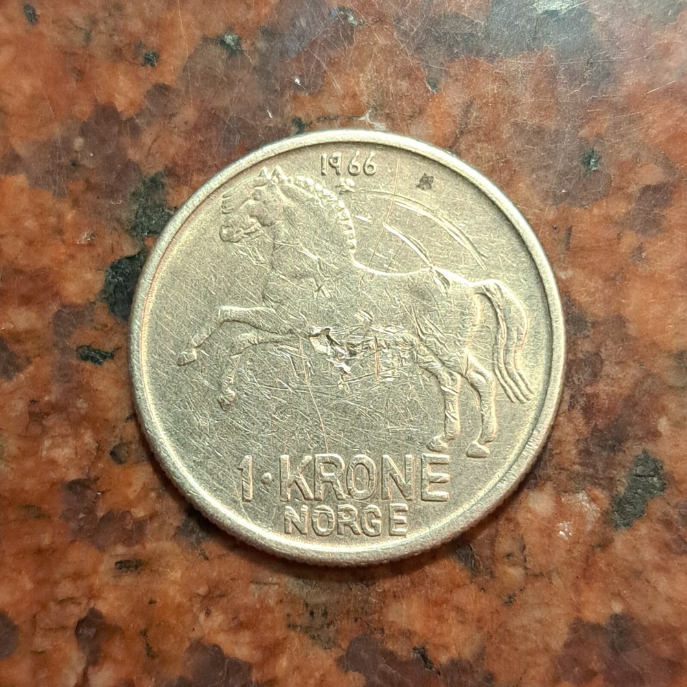 1966 NORWAY 1 KRONE COIN - #B4911
