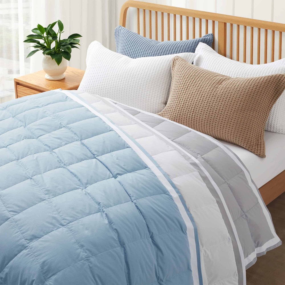 Summer Cooling Fabric Oversized Down Blanket, King or Queen Blanket with Trim