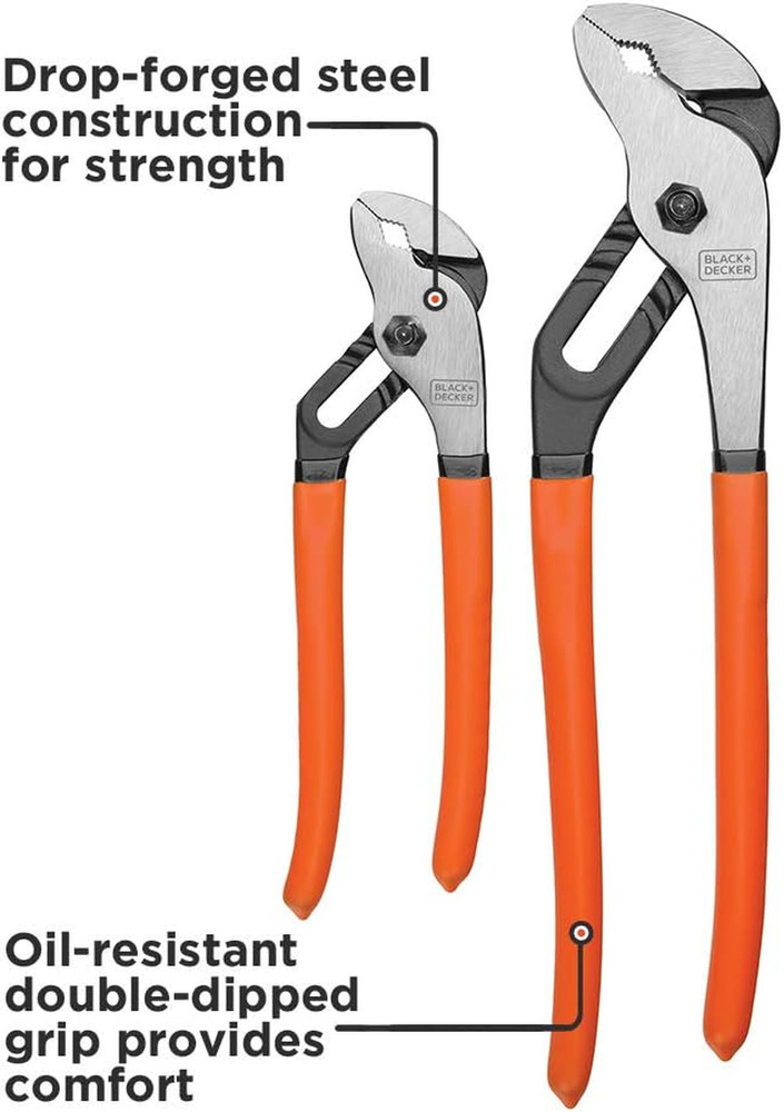 BLACK+DECKER Slip Joint Pliers, 2 Pack (BDHT84001)