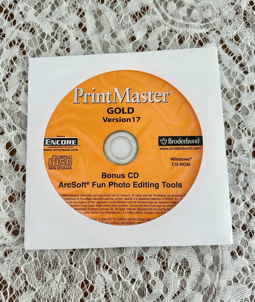 PrintMaster Gold Version 17 20th Anniv Broderbund PC Software 2000 Complete Kit