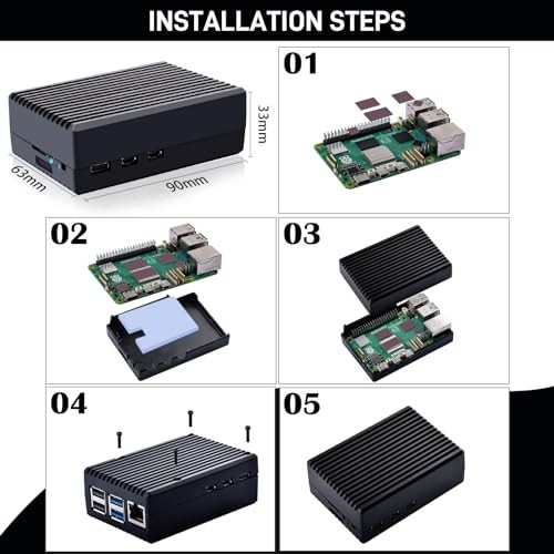 Aluminum Case for Raspberry Pi 5, Passive Cooling Case with Cooling Column