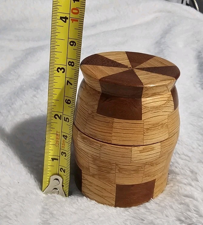 Vintage Hand-turned Segmented Wood Lidded Container