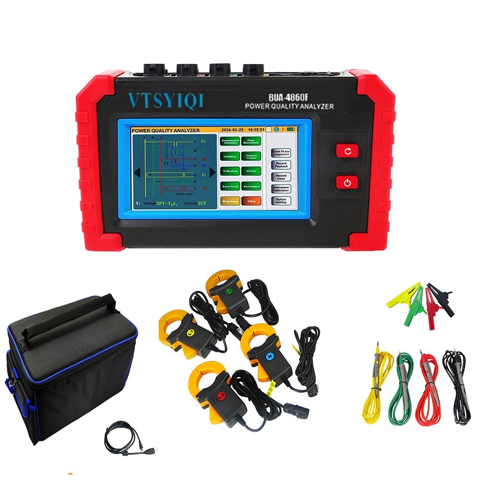 3 Phase Power Quality Analyzer Meter with Current Clamp 100A Touch Screen